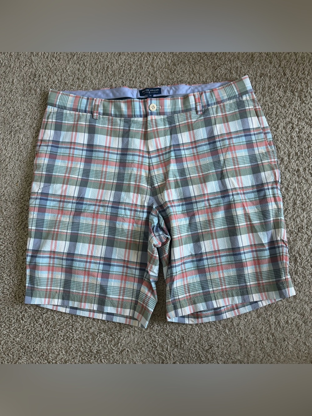 Peter Millar Crown Crafted Plaided Seersucker Shorts